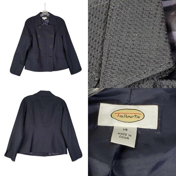 Talbots Blazer Women’s Size 14 Blue Jacket Cotton Stretch Knit Cotton - Picture 1 of 8